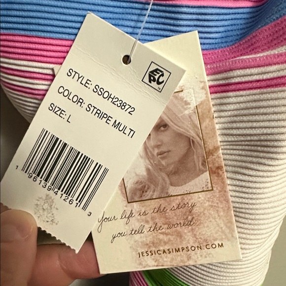 Jessica Simpson Multicolor Striped One Piece Swimsuit Large - Picture 4 of 5